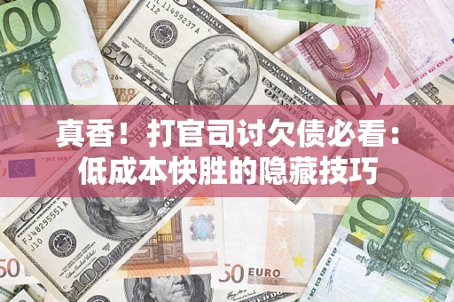 武汉真香！打官司讨欠债必看：低成本快胜的隐藏技巧